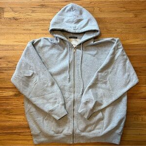 Brandy Melville Light Gray Full-Zip Hooded Sweatshirt